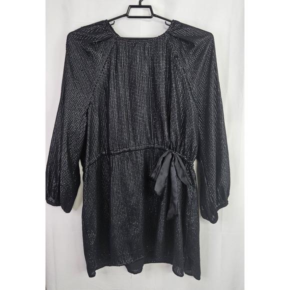 Something Navy Women Black Sequined Drawstring Raglan Mini Dress XXL NWT - Picture 2 of 16